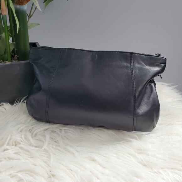 Toni Vintage 80s Black Genuine Leather Clutch - Picture 2 of 8